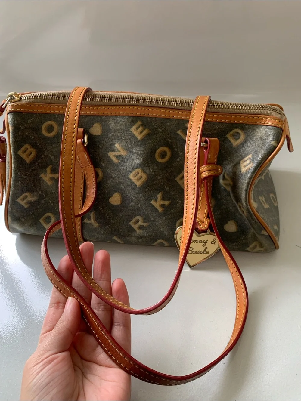 Dooney & Bourke Brown Logo Crossbody with Tan Trim